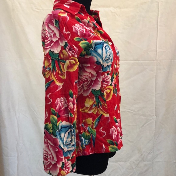 (Vtg) Arleen Bowman Bright Tropical Blouse • Sz M - Picture 3 of 6